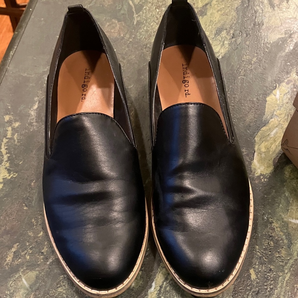 Indigo woman’s Classic Black Leather Loafers 
Worn a few times